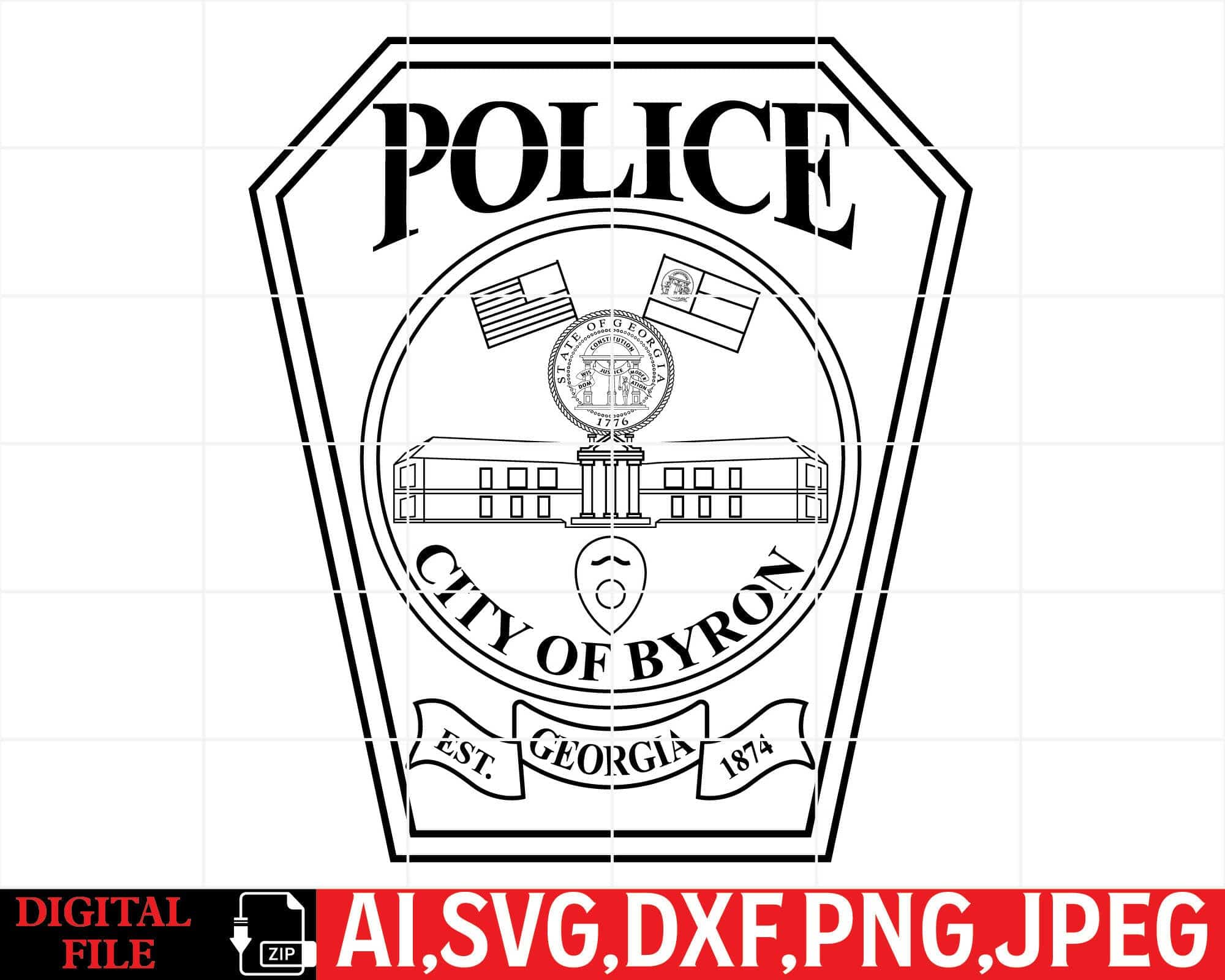 City Of Byron Police Badge Silhouettefile