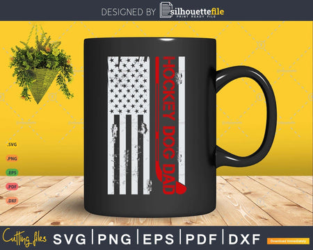 Hockey Dog Dad Gift American Flag