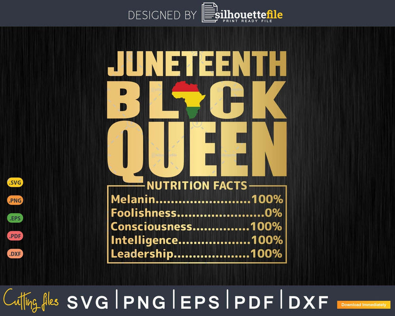 Juneteenth Black Queen Nutritional Facts Freedom Day