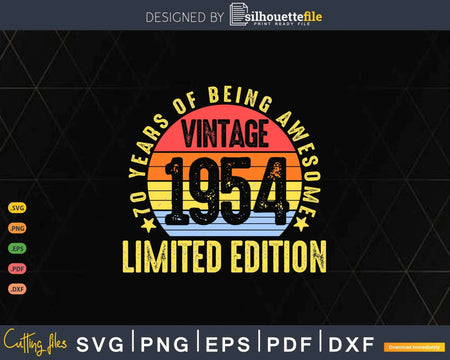 Vintage 1954 limited Edition 70 Year old gifts 70th Birthday
