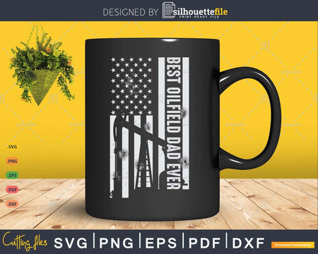 Vintage USA American Flag Best Oilfield Dad Ever Funny Gift