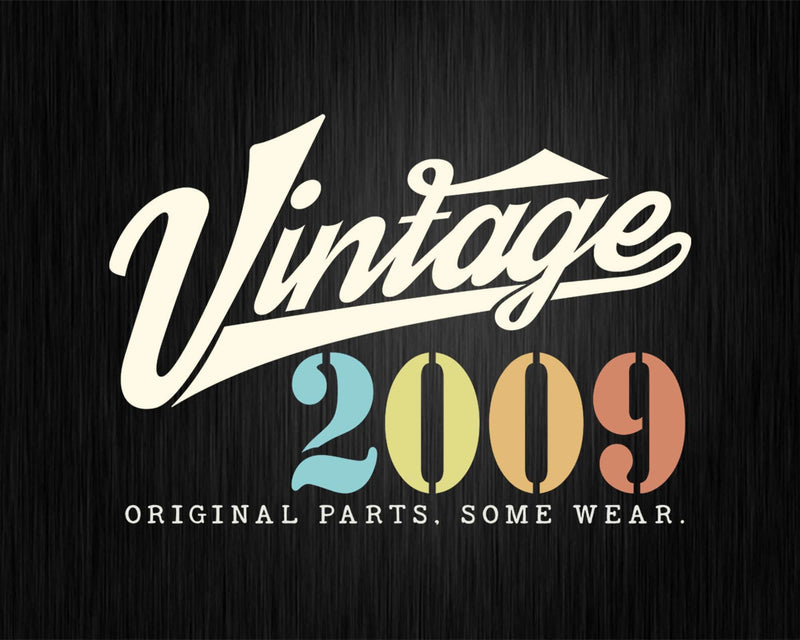 13th Birthday Vintage 2009 Original Parts Svg Png T-shirt