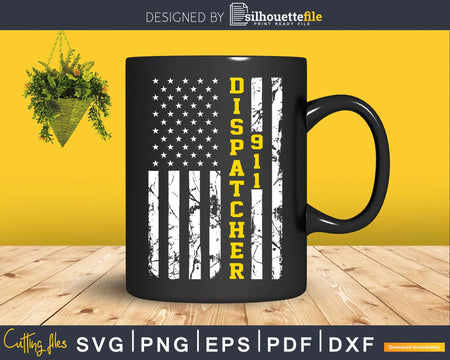 911 Dispatcher Thin Gold Line USA Flag Svg T-shirt Designs