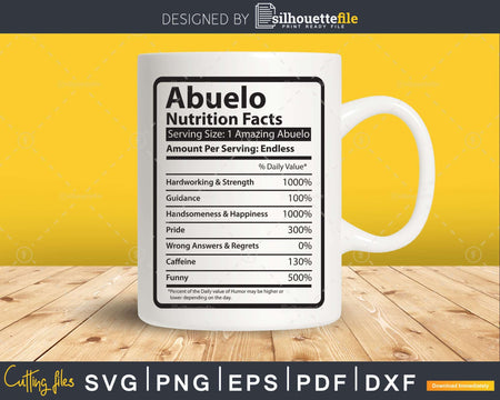 Abuelo Nutrition Facts Funny Fathers Day Svg Diy Tshirt