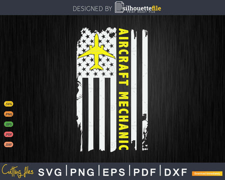 Aircraft Mechanic Aviation Tech American Flag