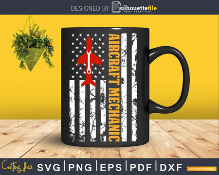 Aircraft Mechanic USA Flag Airplane svg cut craft files