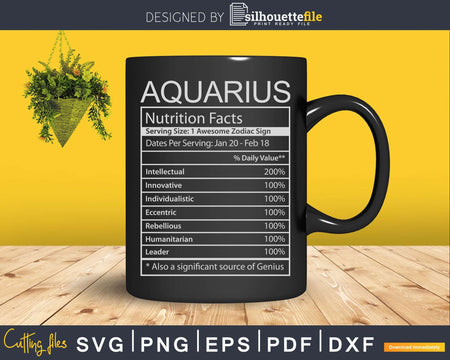 Aquarius Characteristics Nutritional Facts Svg Png Dxf