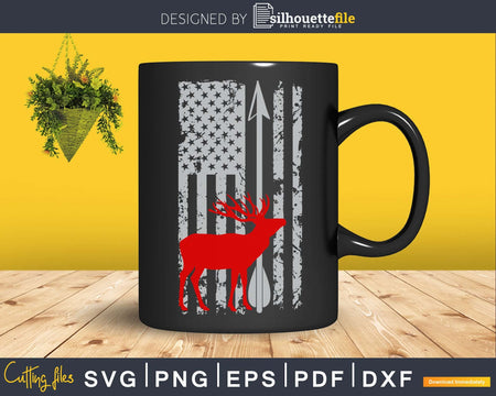 Archer Bow Deer Hunting Hunter America flag Cutting SVG file