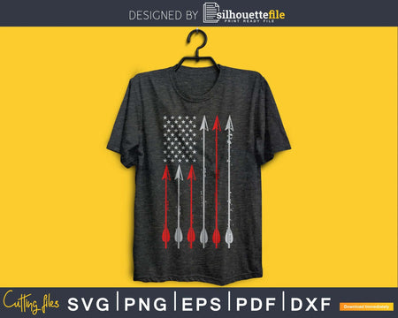 Archery Archer Bow Hunting American flag svg cutting
