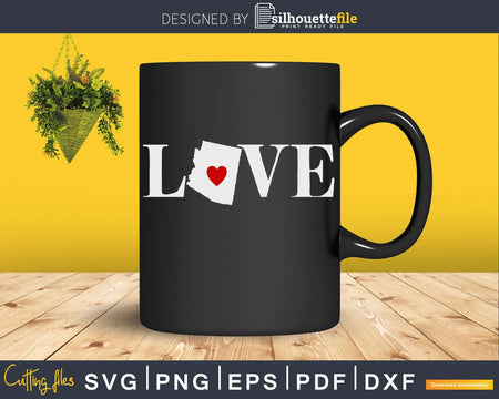 Arizona AZ Love Home Heart Native Map PNG SVG cutting