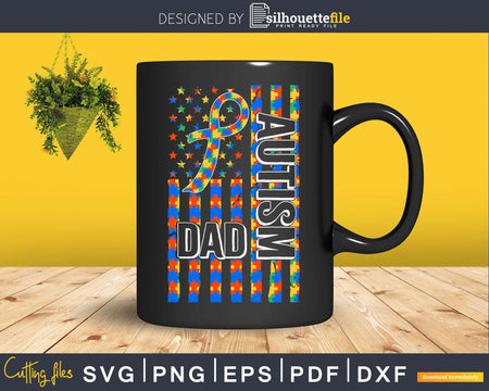 Autism Awareness Proud Dad Vintage US Flag Svg Dxf Png