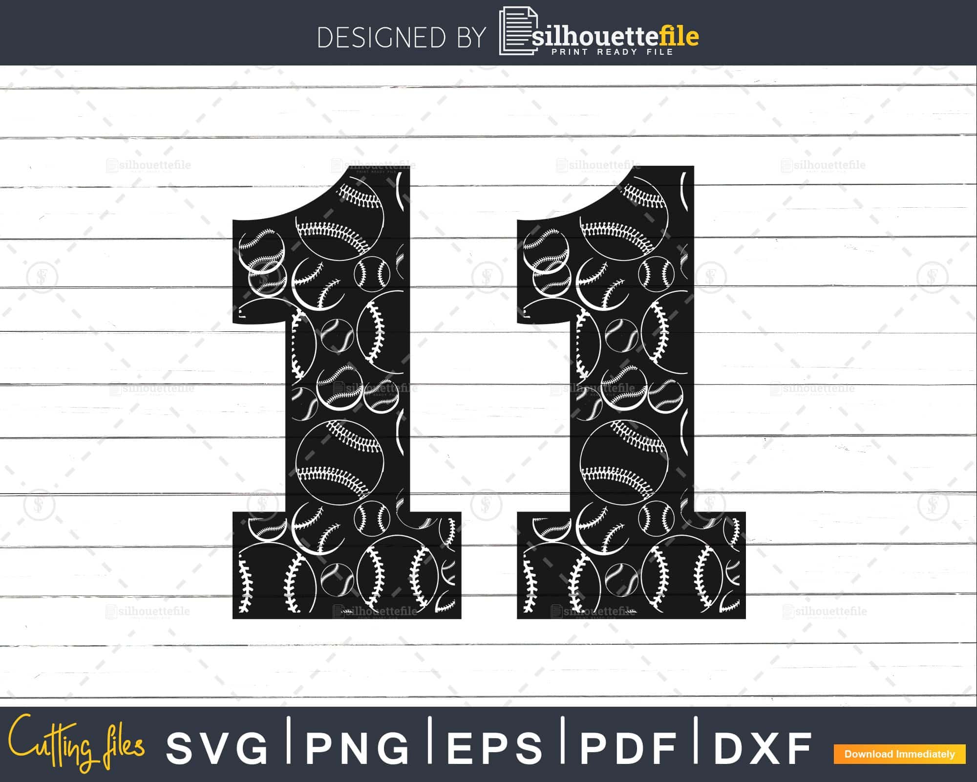 Baseball jersey numbers 11 svg PNG dxf eps cutting file