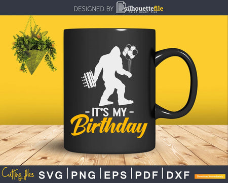 Bigfoot Birthday Cake Balloons Sasquatch Yeti SVG PNG dxf