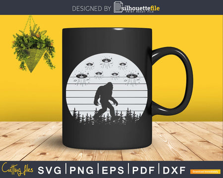 Bigfoot UFO Abduction Vintage Believe Retro Alien Svg