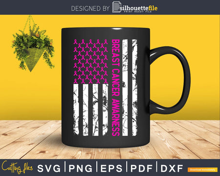 Breast Cancer Awareness Shirt Women USA Flag Svg Designs