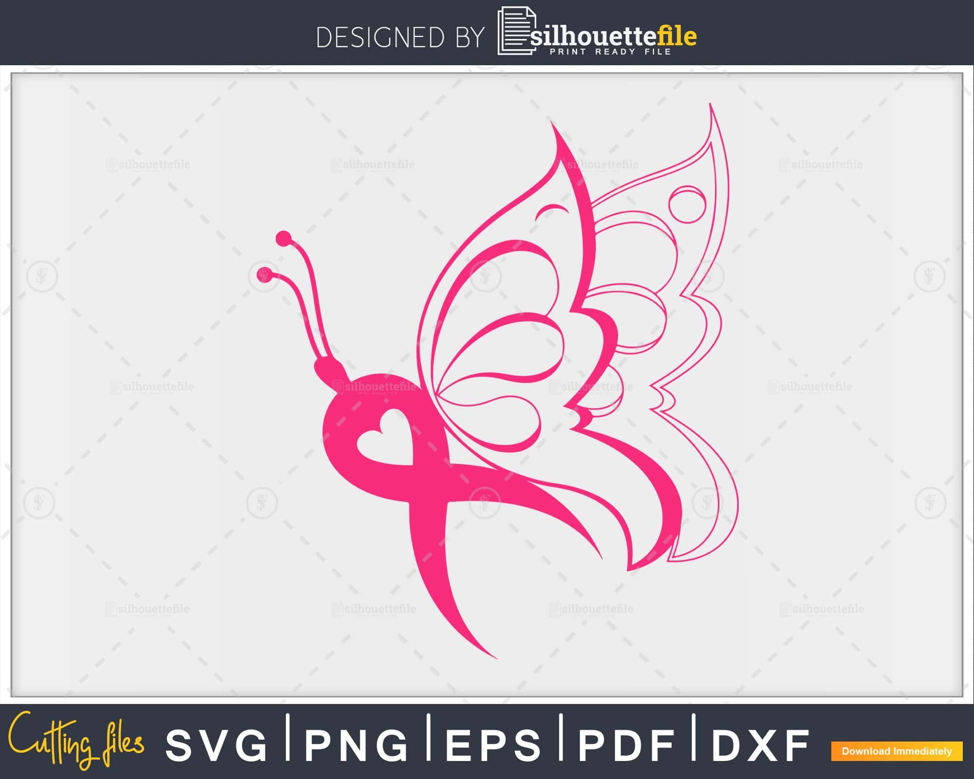 Butterfly Awareness Pink Ribbon svg png cutting cut file | Silhouettefile Butterfly Awareness Pink Ribbon svg png cutting cut file | Silhouettefile