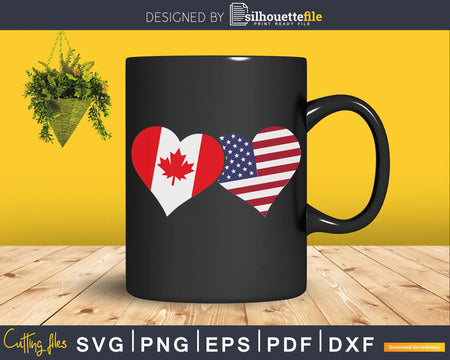 Canada USA Flag Heart Canadian Americans Love Cute svg