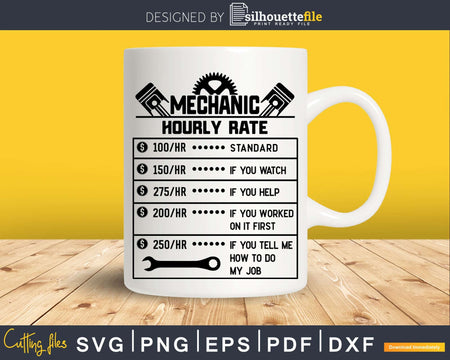 Car mechanic funny hourly rate cricut cut svg cut-file