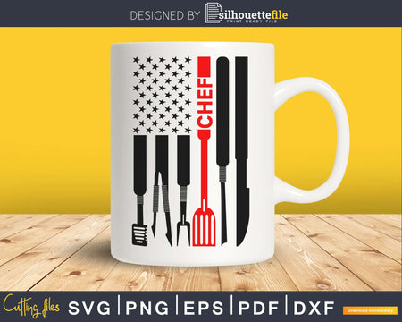 Chef 4th of July Patriotic Distressed American flag svg