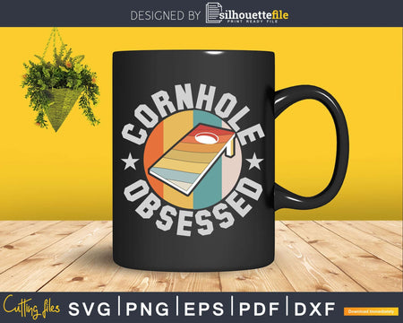 Cornhole Obsessed Funny Bean Bag Toss Winner Vintage Svg