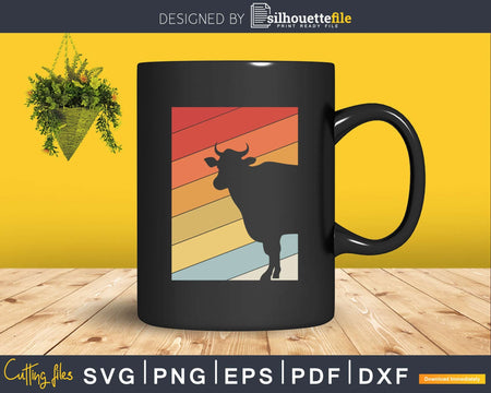 Cow vintage Retro Style svg png digital cut design files