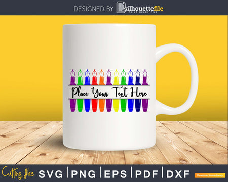 Crayon Monogram Blank Rainbow Teacher SVG Vector File