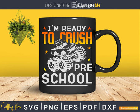 Crush Preschool Dinosaur Monster Truck Back to School Svg