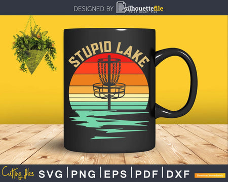 Disc Golf Basket Stupid Lake Frisbee Frolf Retro Golfer Svg