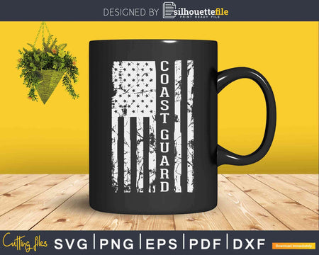 Distressed American Flag Us Coast Guard Veteran Day Svg