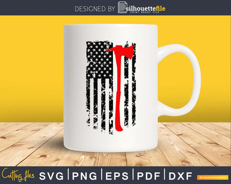 Distressed Patriot Axe Thin Red Line American Flag