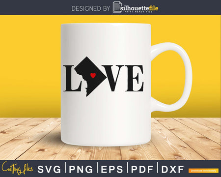 District of Columbia DC Love Home Heart Native Map svg