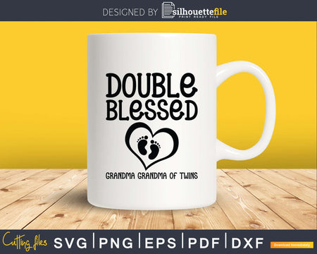 Double Blessed Grandma Of Twins Gift for Svg Png Instant