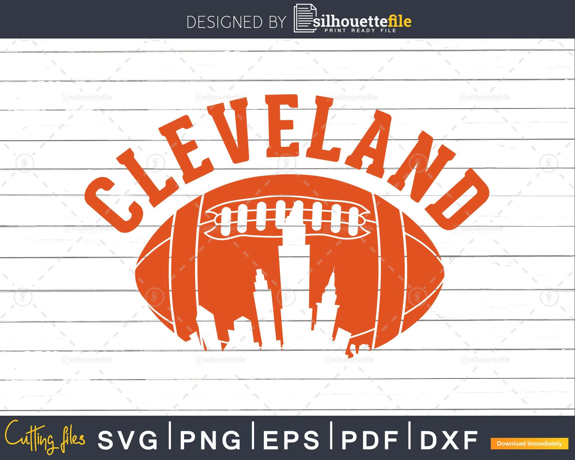 Cleveland Skyline Football Svg Digital File, Cleveland Browns Svg