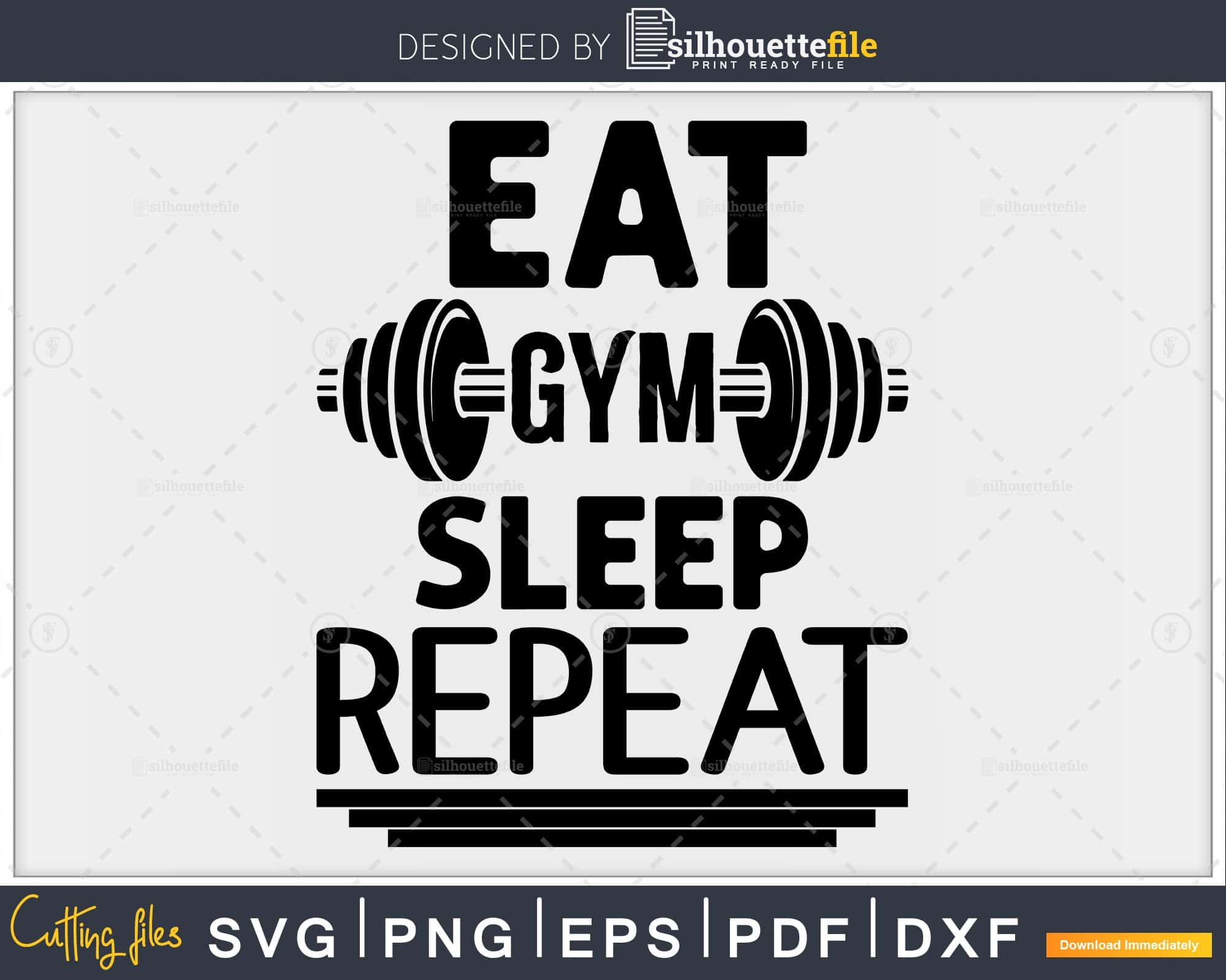 eat sleep work train repeat, gym free svg file - SVG Heart