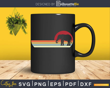 Elephant Retro vintage Style cricut cut svg png silhouette
