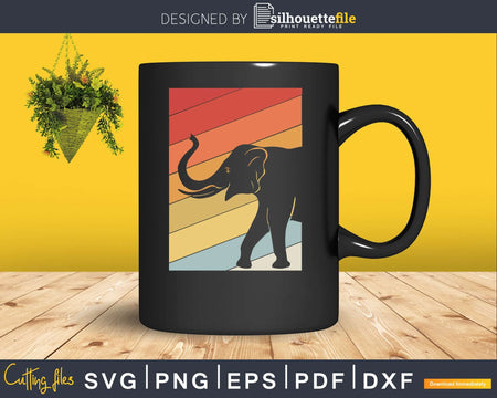 Elephant Retro vintage Style cut svg png design cutting