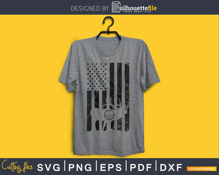 Elk Deer Hunting America flag svg silhouette file