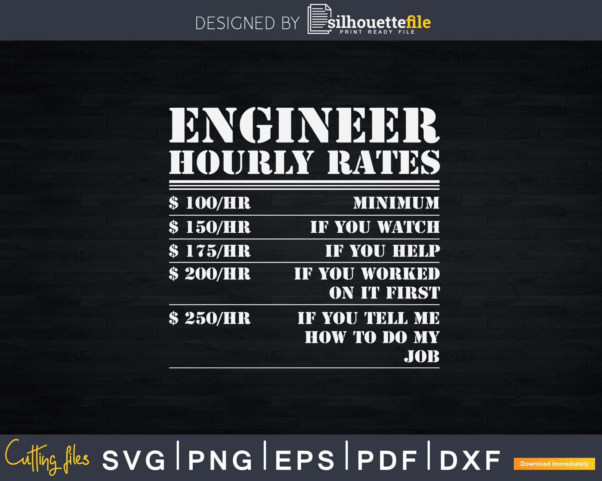 Mechanical Engineer Freelance Hourly Rate Engineer Hourly Rates Funny Mechanical Svg Png T-shirt Design