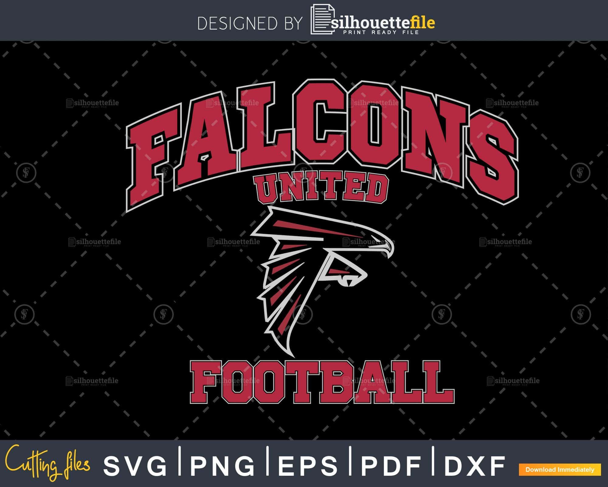 Falcons united NFL football Logo svg cutting files for silhouette