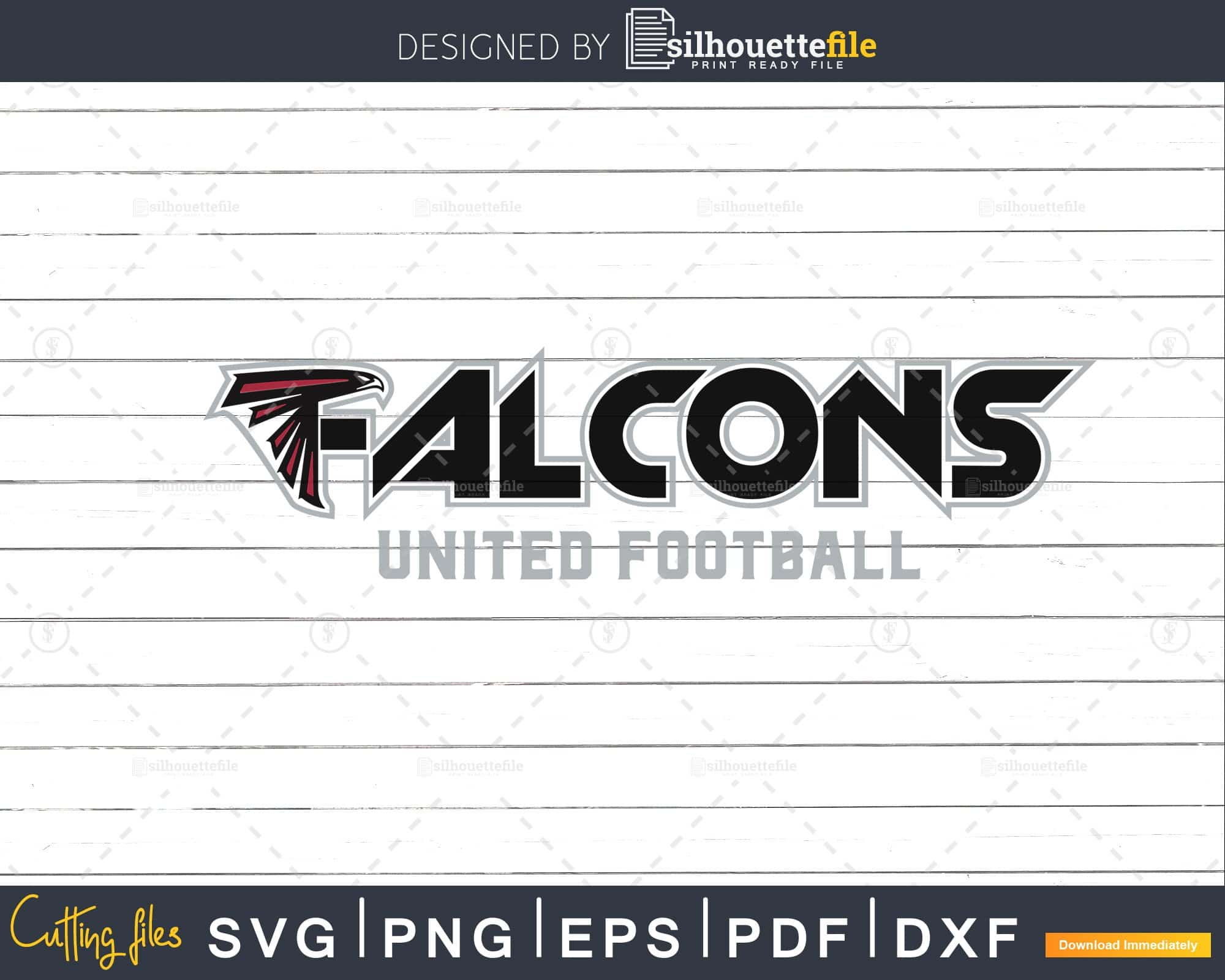 Falcons united NFL football Logo svg cutting files for silhouette