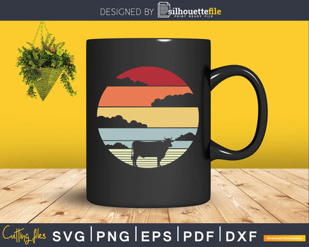 Farm Cow Retro Style cricut svg png craft cut file
