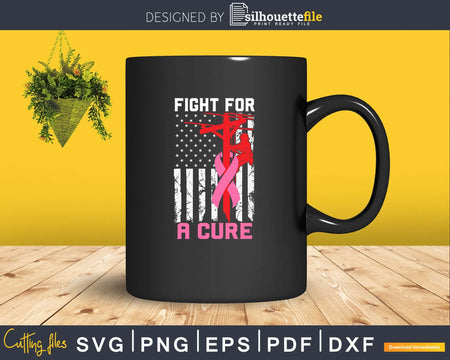 Fight For A Cure Lineman US Flag Breast Cancer Awareness