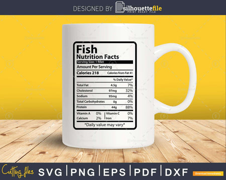 Fish Nutrition Facts Funny Thanksgiving Christmas Svg Png