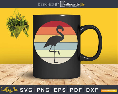 Flamingo Retro Style craft cut svg png digital cutting file
