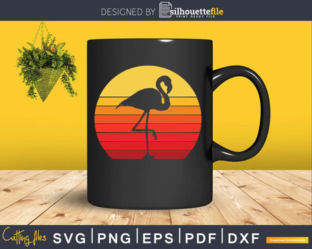 Flamingo Retro vintage Style cricut cut svg png dxf cutting