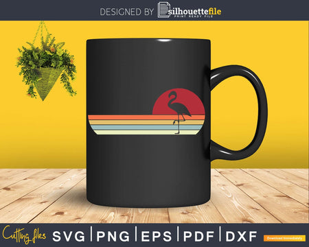 Flamingo Retro vintage Style cricut cut svg png silhouette