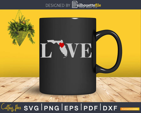 Florida FL Love Home Heart Native Map svg png cutting