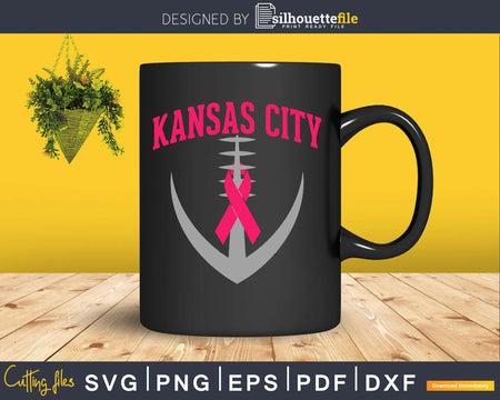 Football Breast Cancer Pink Ribbon Kansas City svg dxf cut