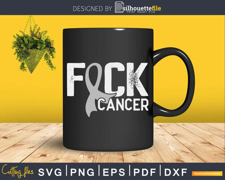 Fuck Cancer Brain Awareness Ribbon Svg Designs Cut Files