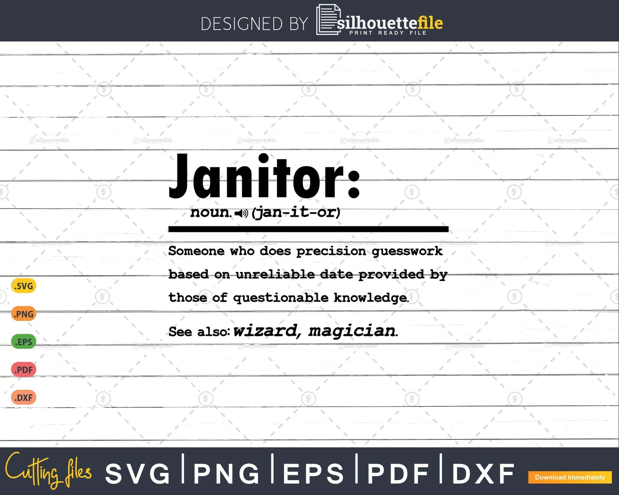 Funny Janitor Definition Graduation Svg Png Cricut Files Silhouettefile